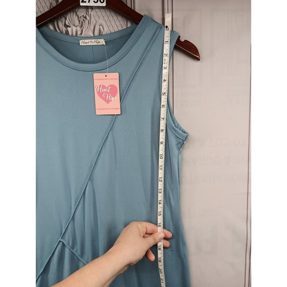 NWT Heart & Hips Maxi Dress Women Size L Stretch High Side Slits Perwinkle Blue - Picture 13 of 16